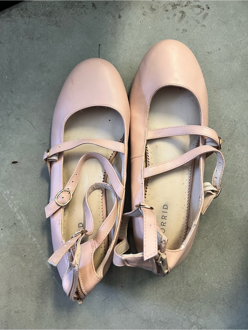 Torrid Blush Pink Strappy Ankle Zip Flats